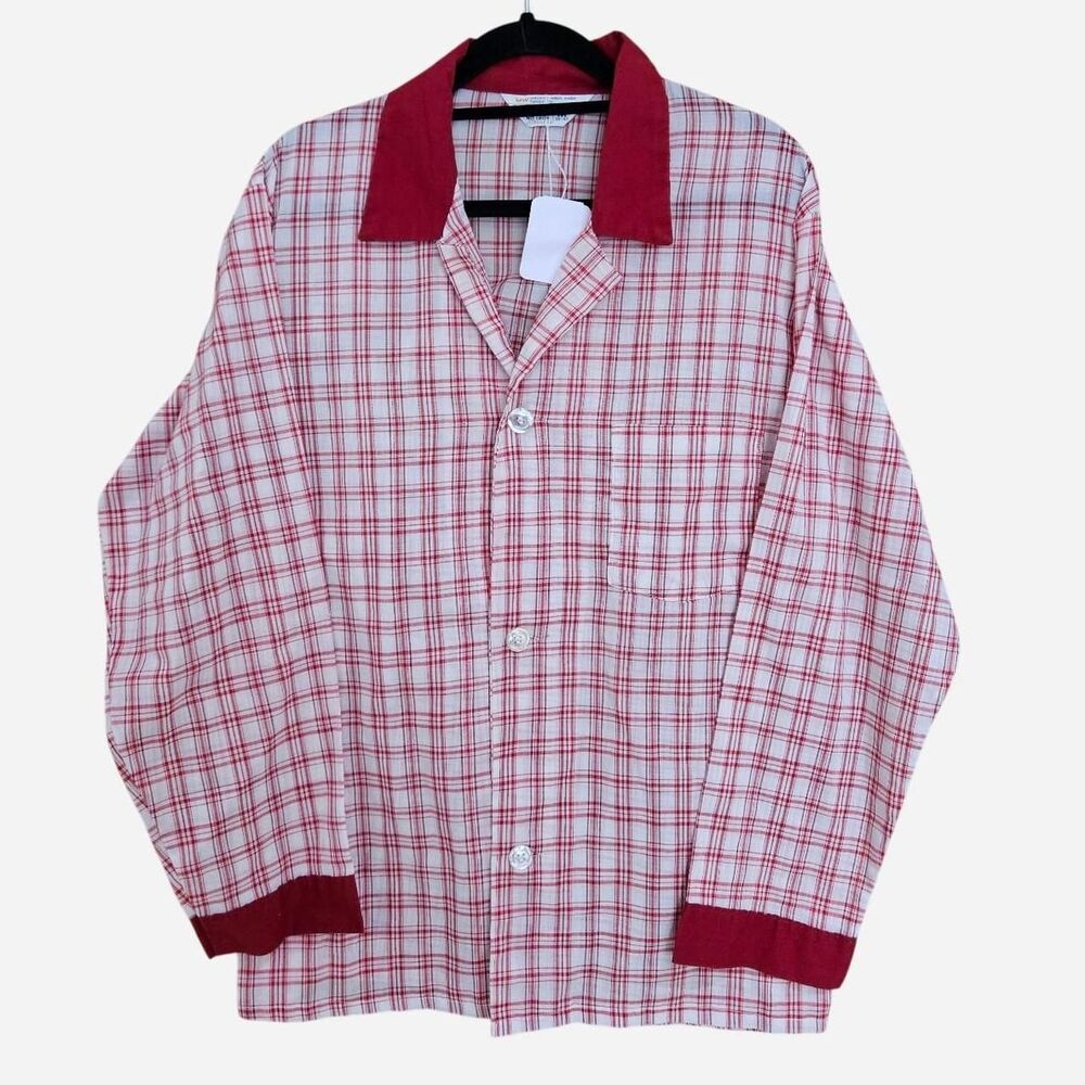 70s cottagecore western red white plaid shirt